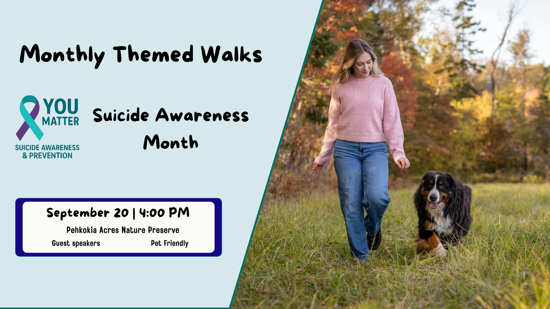 Monthly Themed Walk :  Suicide Awareness Edition: Walk with Purpose